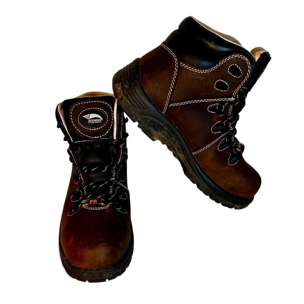 Women's Avenger A7126 Framer Brown/Tan Steel Toe Waterproof Work Boots - 8M